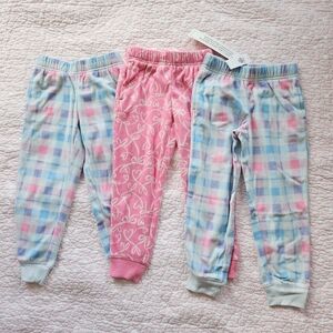 Bundle 3 Old Navy Girls Pajama Pants Fleece Toddler XS 5 Plaid NWT
